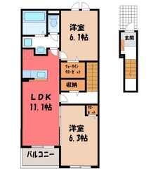 新栃木駅 徒歩48分 2階の物件間取画像